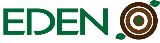 Logo Eden Élagage devant une haie taillée et entretenue